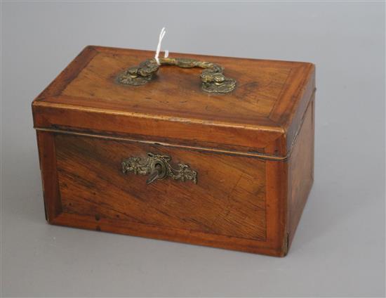 A mahogany and satinwood Georgian tea caddy length 19cm